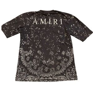 Amiri Gray Splatter Bandana Graphic T-Shirt | Crewneck | Size XXL | Streetwear